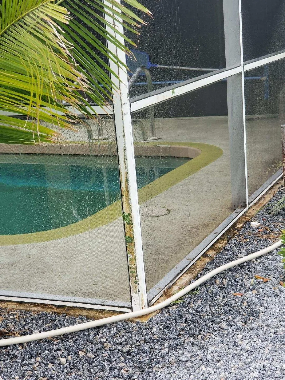 Pool enclosure after exterior cleaning
