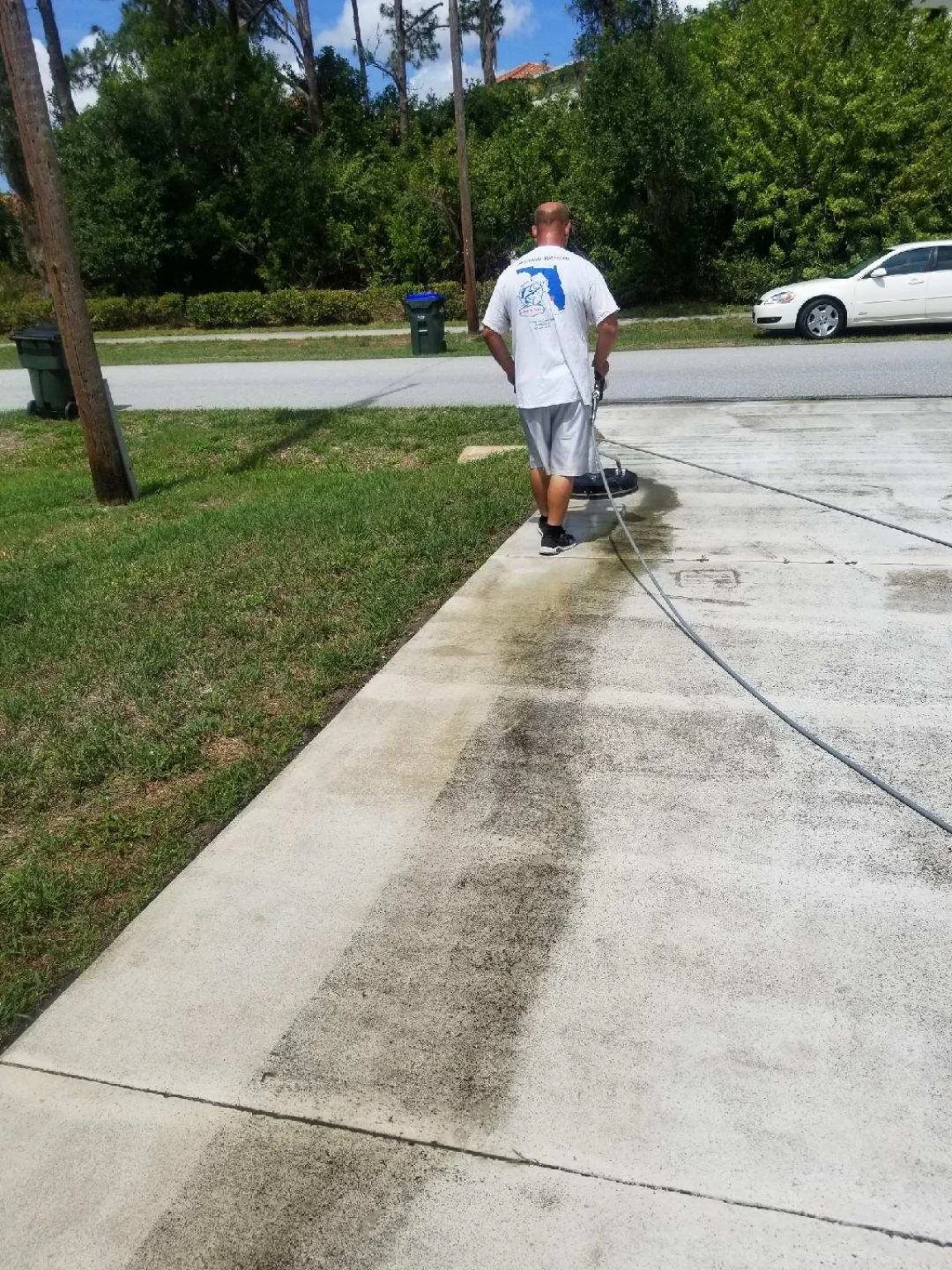 Driveway cleaning with surface cleaner
